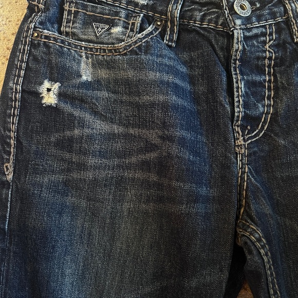 Vintage Guess Premium Falcon Jeans M 32 X 32 Boot Cut Distressed  Y2K Button Fly - Picture 2 of 16
